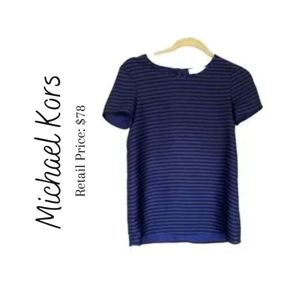 Michael Kors Stripe The Town Navy & Black Blouse